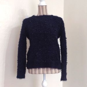 Talbots Midnight Blue Crew Neck Shaggy Chenille Pullover Sweater Size S
